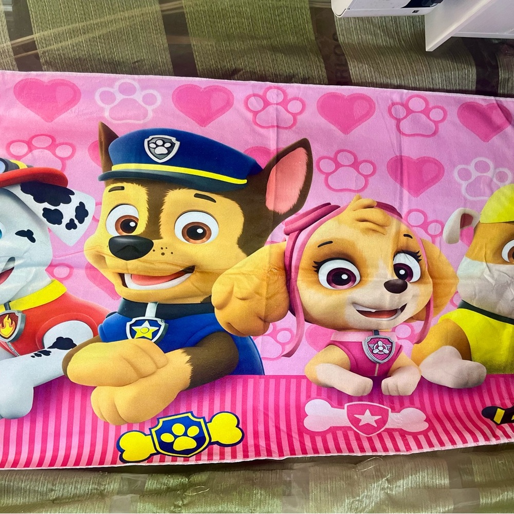 Paw Patrol Pink Blue Yellow Kids Beach Towel